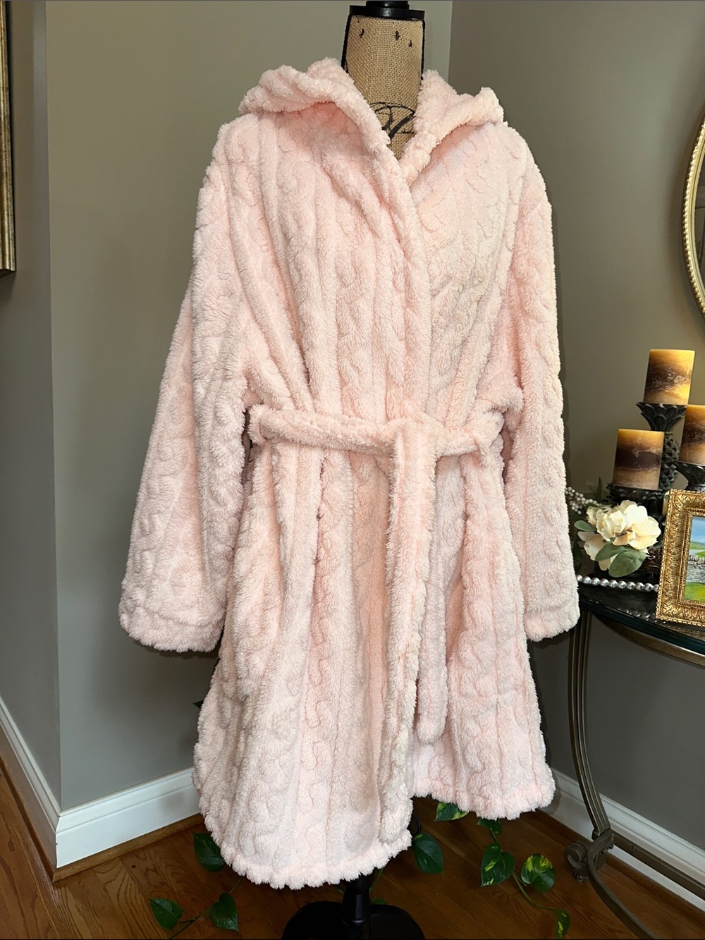 Koolaburra by UGG Plush Hooded Robe — Soft Blush Pink size XXL